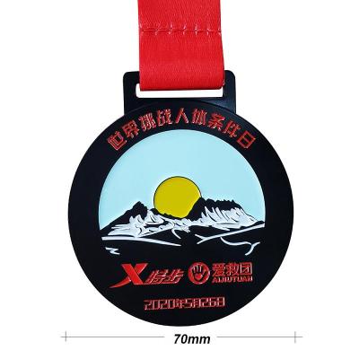 Medalha de corrida esportiva de corrida de maratona de liga de zinco macia e esmalte personalizado
