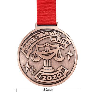 Medalha de corrida esportiva de liga de zinco metal bronze maratona com fita personalizada