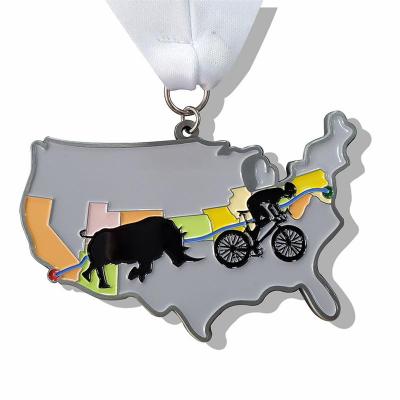 nova medalha de esporte de corrida de bicicleta de metal personalizada com fita de medalha
