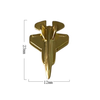 Distintivo de lapela de metal personalizado 3D para avião dourado