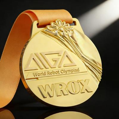 Medalha de corrida esportiva em liga de zinco bronze para maratona com fita personalizada